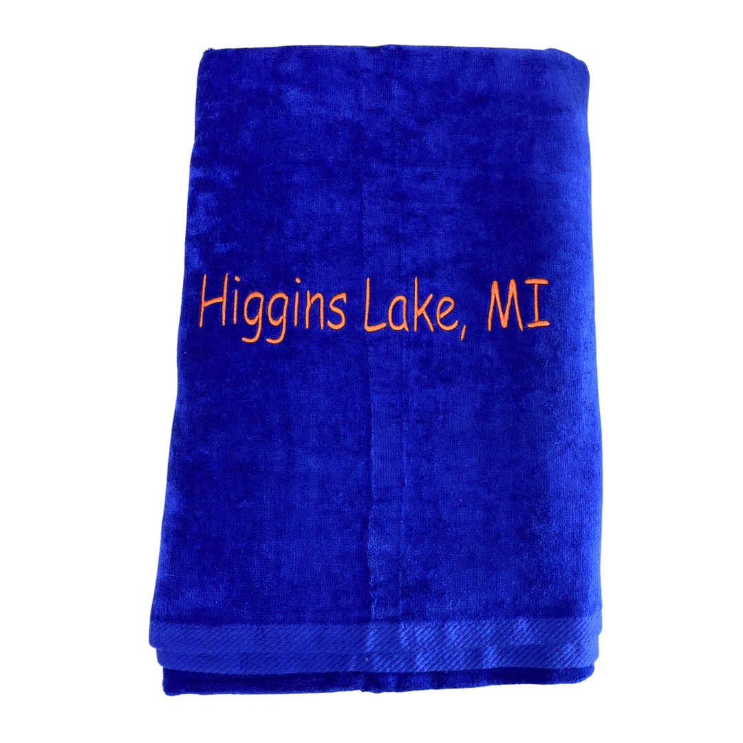 Higgins Lake Embroidered Oversized Towels 34x70 *