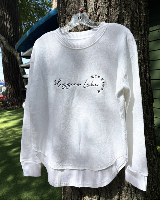 Embroidered Rounded Hem Crew