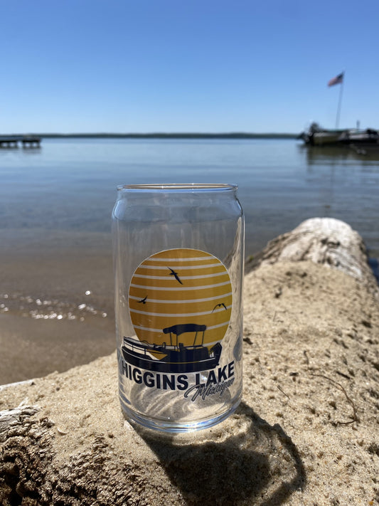 Higgins Lake 16oz Can Shaped Glass