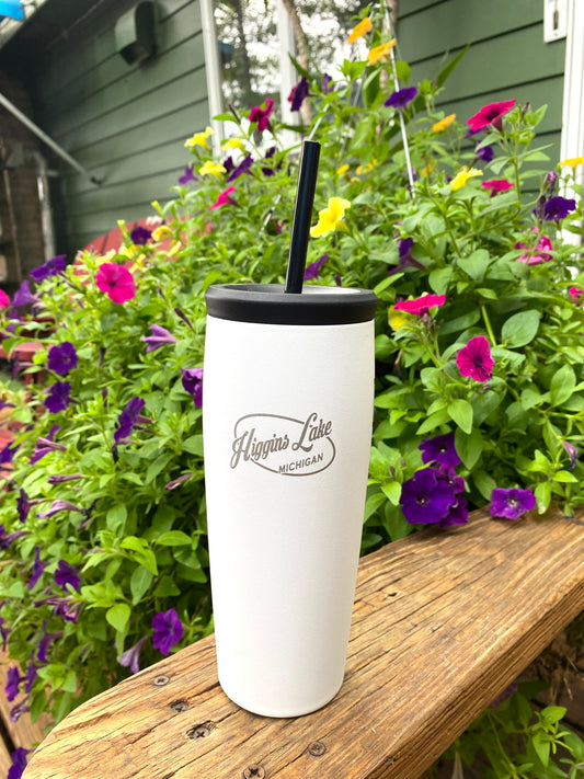 Higgins Lake Iron Flask Tumbler with Interchangeable Tops