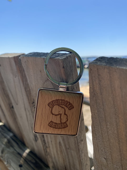 Higgins Lake Wooden Key Chain