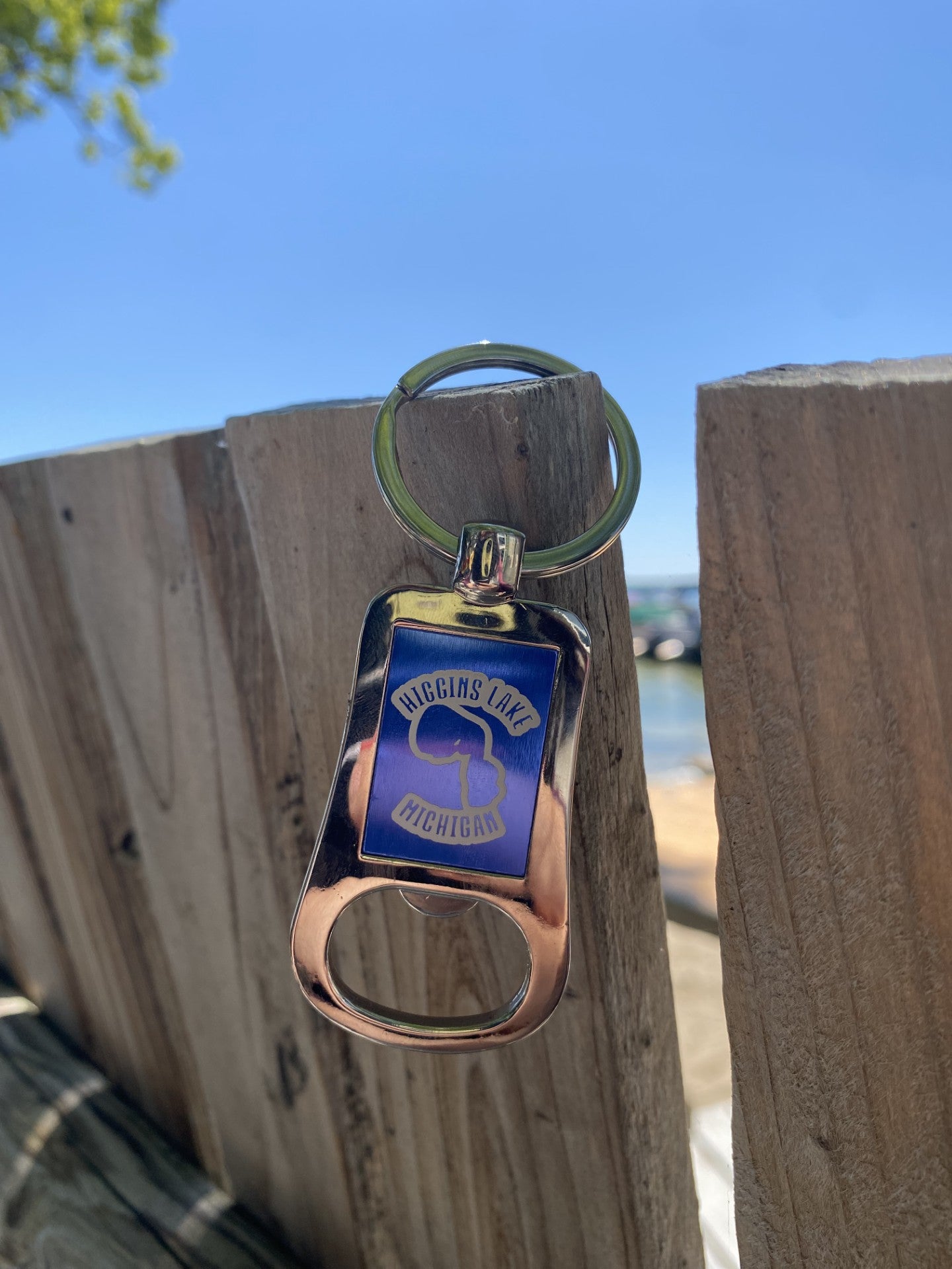 Higgins Lake Bottle Opener Key Chain