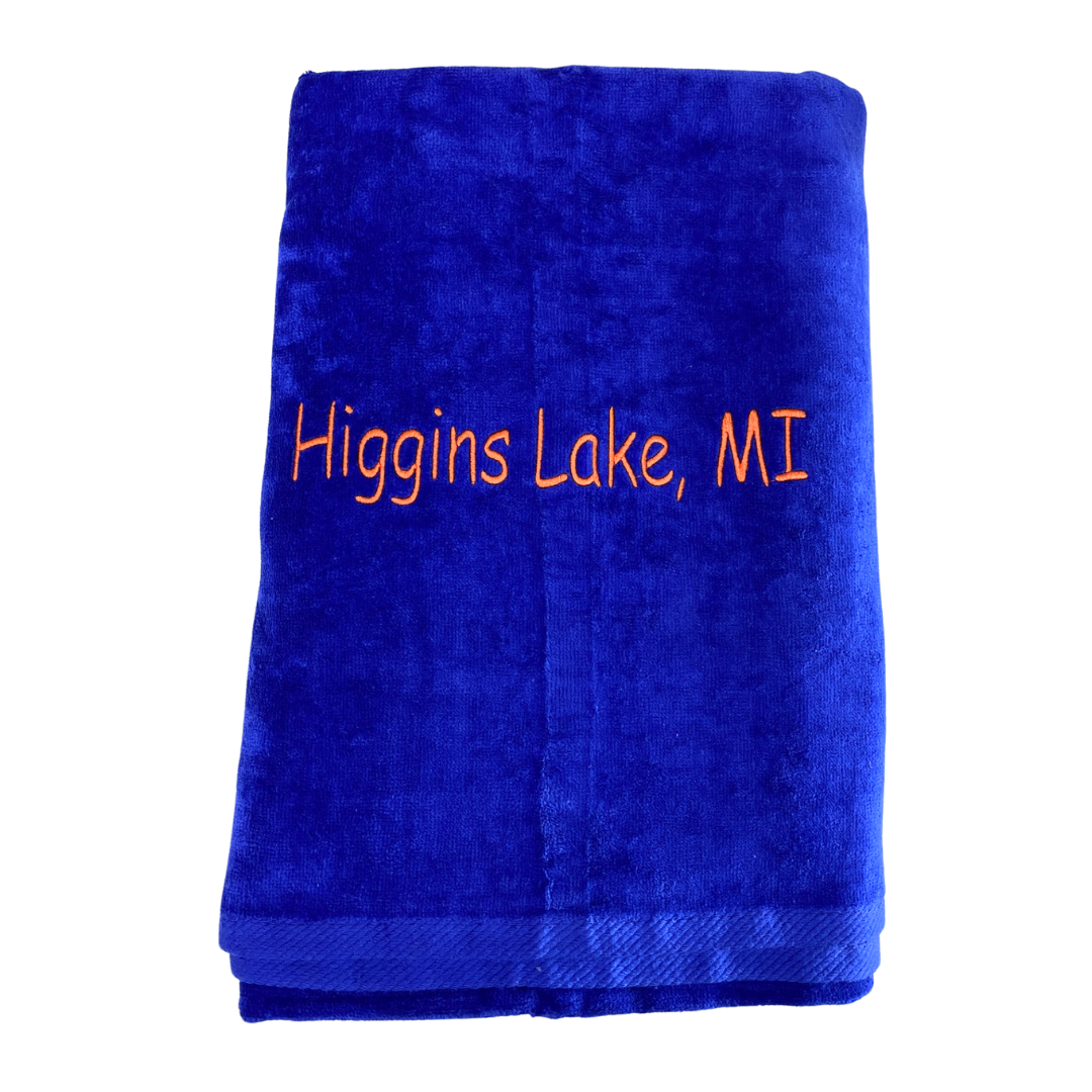 Higgins Lake Embroidered Oversized Towels 34x70