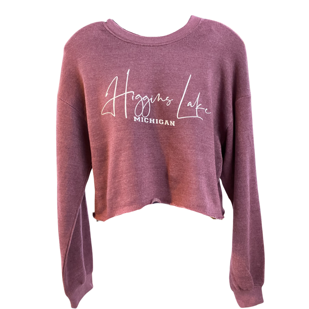 Santorini Script Fleece Burnout Crop Top