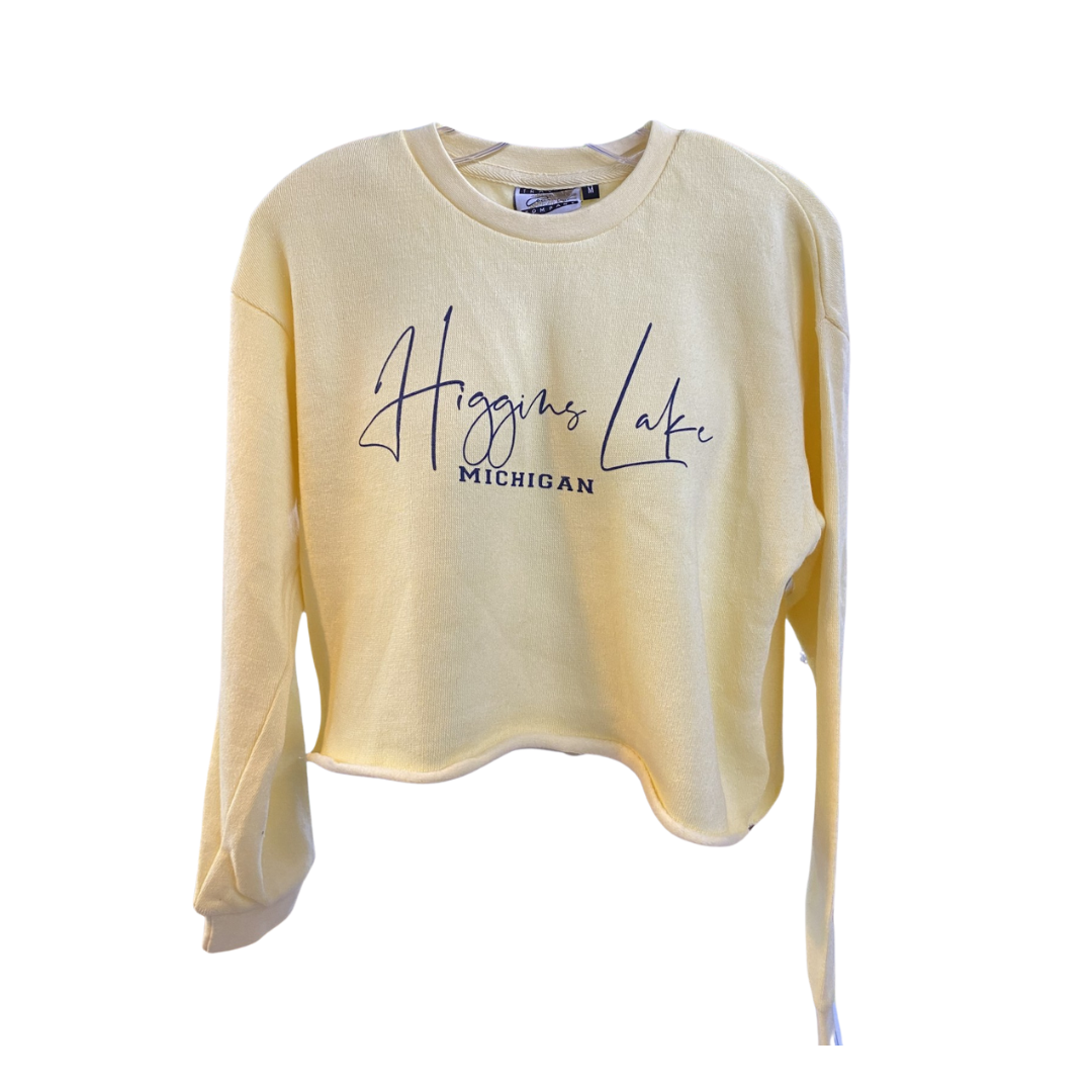 Santorini Script Fleece Burnout Crop Top