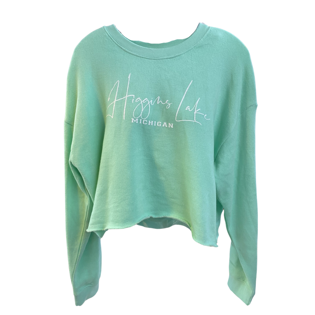 Santorini Script Fleece Burnout Crop Top