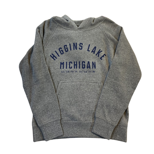 Youth Higgins Lake Coordinates Hoodie