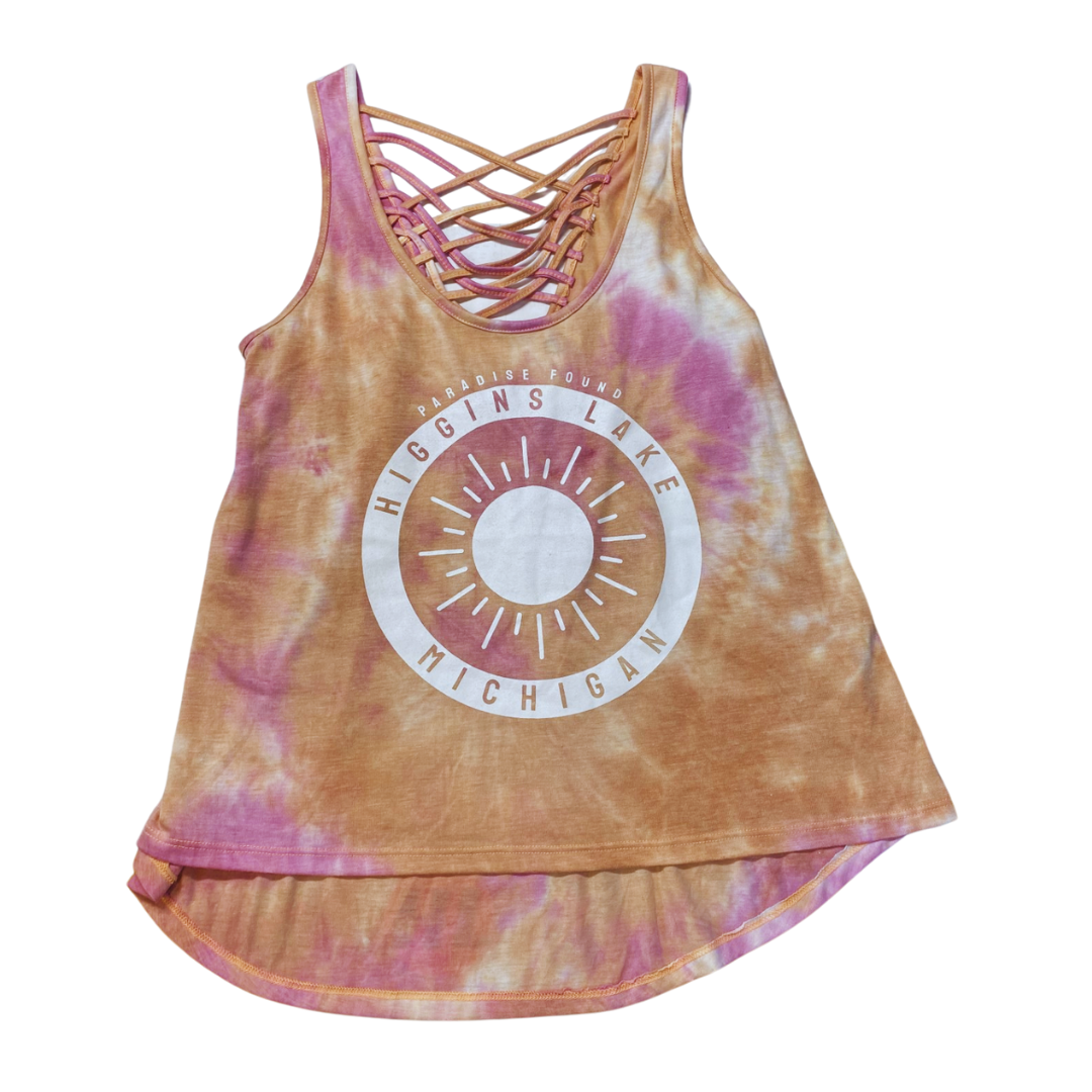 Higgins Lake Lace Back Tie-Dye Tank