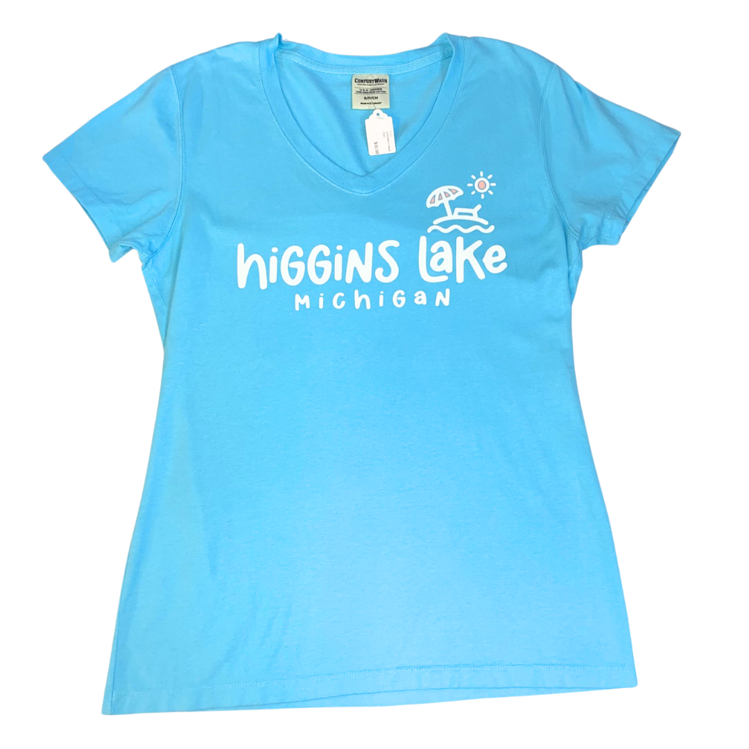 Higgins Lake Umbrella V-Neck Tee