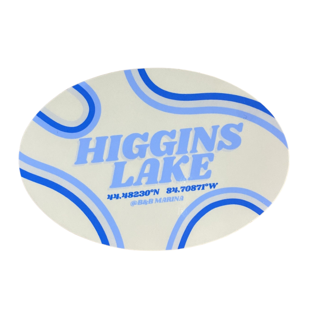 Higgins Lake Coordinates Sticker