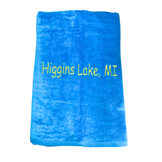 Higgins Lake Embroidered Oversized Towels 34x70