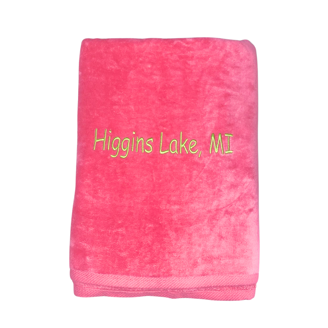 Higgins Lake Embroidered Oversized Towels 34x70