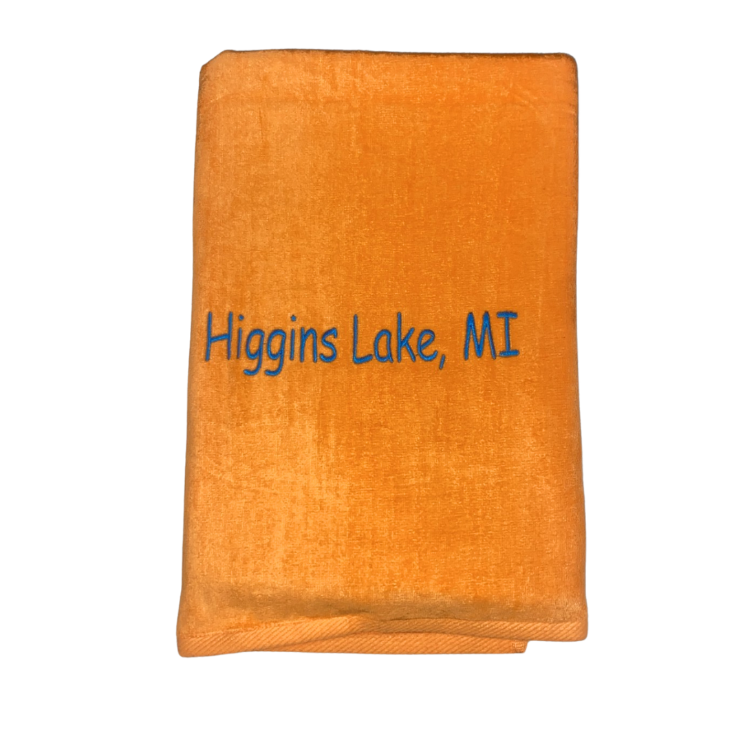 Higgins Lake Embroidered Oversized Towels 34x70