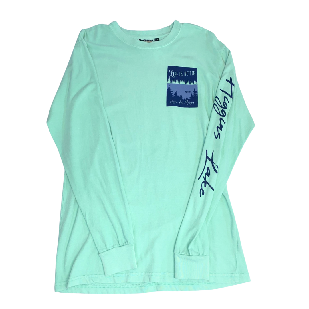 Life Is Better- Postal Stamp Higgins Lake Long Sleeve