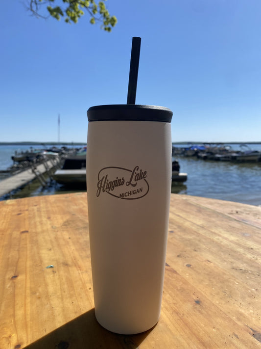 Higgins Lake Iron Flask Tumbler with Interchangeable Tops