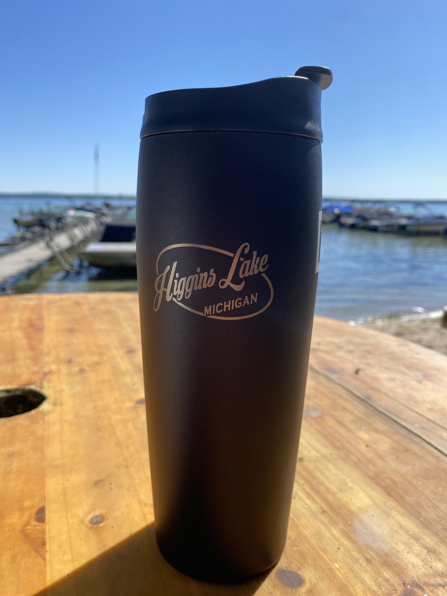 Higgins Lake Iron Flask Tumbler with Interchangeable Tops